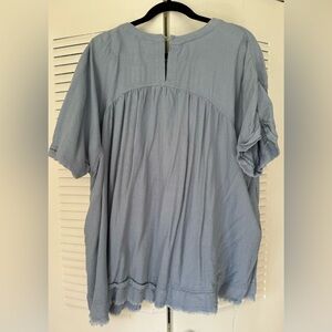 Blue Short Sleeve Blouse
